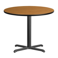 Flash Furniture XU-RD-36-NATTB-T3030-GG 36" Round Natural Laminate Table Top with 30" Table Height Base